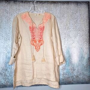 Simple NYC 100% linen embroidered Tunic top